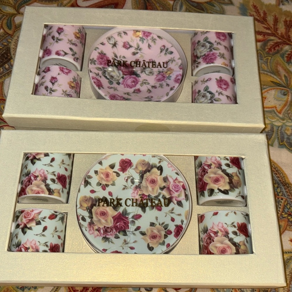 Park Chateau Fine Porcelain Espresso Tea Cup Plate 8 Piece Set NIB